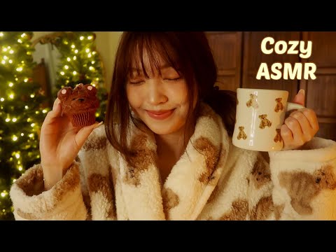 ASMR | Cozy Night In at Home 🧸🕯️ (new years, hot cocoa, hair brush, makeup, rambles & teddy bears)