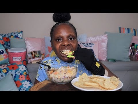 TUNA MACARONI SALAD CRUNCHY CHIPS ASMR EATING SOUNDS