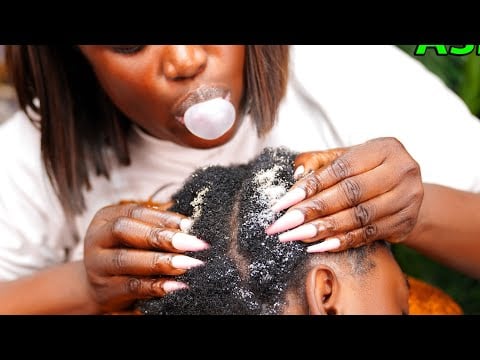 Dandruff ✨Asmr scratching out dandruff with long nails,nape focused scratching whisper massage 