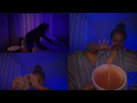 ASMR Sessão de Depilação com cera, folhas para puxar, preparação de pele, esfoliação, óleo corporal🌿