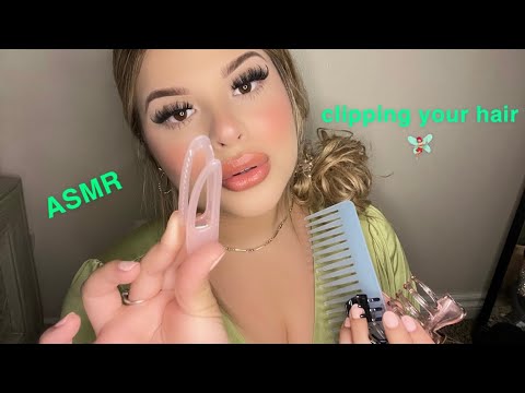 [ASMR] Clipping your hair back before bed 😴 soft whispers