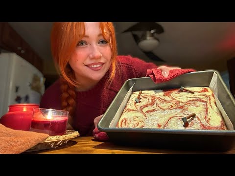 ASMR Baking Red Velvet Cheesecake Brownies (Close Whispered Voiceover)