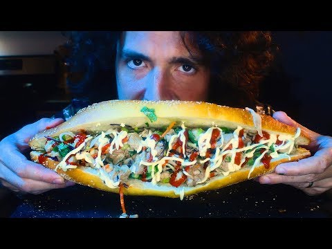 GIANT Japanese Chicken Sandwich ASMR * NO TALKING * | Nomnomsammieboy