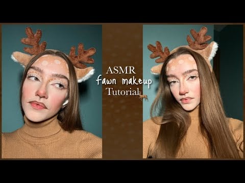 ASMR Fawn Makeup tutorial 🦌 | close whispers + lofi, gentle tapping 