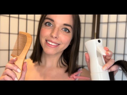 ASMR Hair Brushing with Light Scalp Massage (For Sleep) | Soft Spoken RP 💜