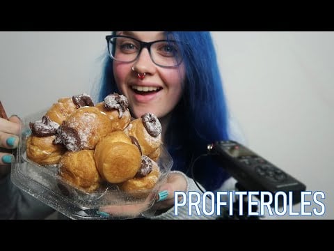 ASMR Eating Profiteroles (Cream & Chocolate Pastries - EATING SOUNDS)