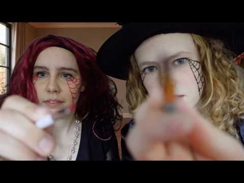ASMR 🎃 Friends Do Your Makeup for a Halloween Party (but you're very late...) | English Roleplay