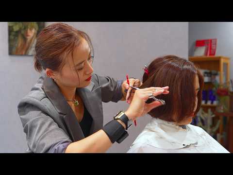 (ASMR) Designing the Perfect Short Bob with the Silky Cut – Specialized Japanese Technique