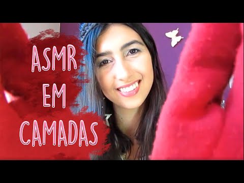 ASMR com luvas em camadas ♡ | Sem fala, inaudível, sons de boca, toques na câmera