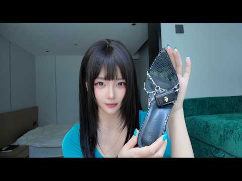 沉浸式ASMR助眠｜露趾高跟鞋敲击声+走路声｜水晶鞋底/砂纸磨鞋底/上脚显白｜8cm香槟色高跟鞋定制剧情