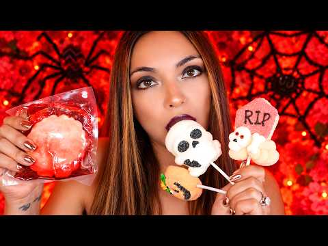 ASMR Halloween Lollipops + Giant Brain Gummy 🎃 Licking, Sucking & Mouth Sounds