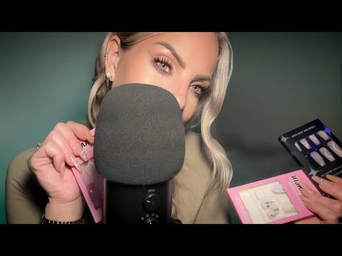 ASMR CLICKY Whispering & Press On Nail Collection/ Haul Relaxing ASMR Sounds
