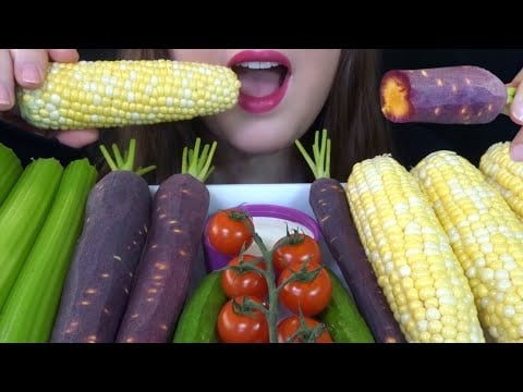 HEALTHY EATING ASMR Raw Veggie Platter - EXTREMELY SATISFYING Crunchy Sounds!