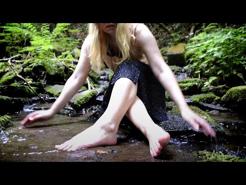 Nature ASMR -🌿Fresh forest of fern, Barefoot in a mountain spring🌿