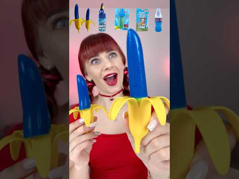 ASMR Gummy Jelly Bananas, Blue Candy Mukbang #shorts