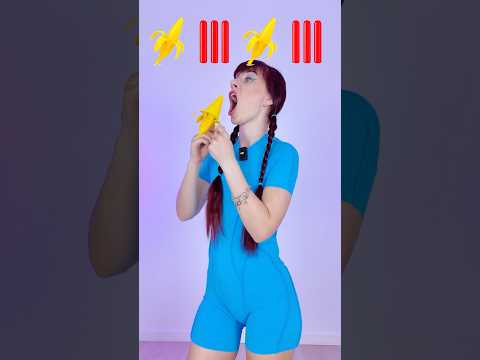 ASMR Emoji Jelly Banana Ice Cream, Red Gummy Candy #asmr #mukbang