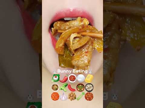 Spicy Pork, Japchae🌶️🥩🍜 EMOJI MUKBANG 집밥 이모지 먹방 (sped up)