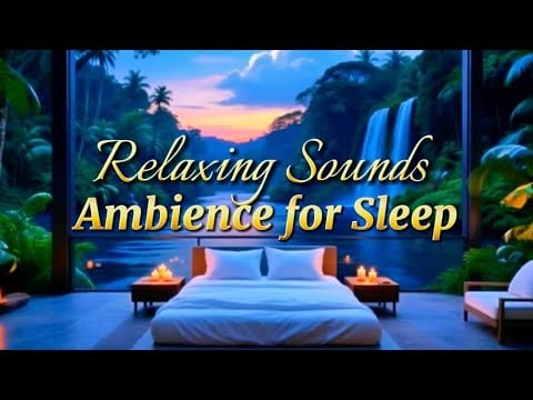 “Relaxing Sounds | Tropical Patio Bedroom with Waterfall Ambience | Sleeping Studying Relax”