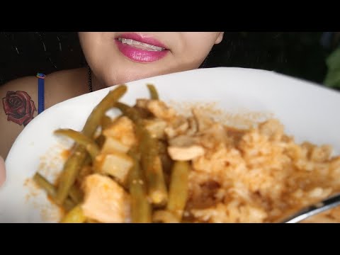 ASMR Comiendo bistec de lomo con ejotes y arroz 