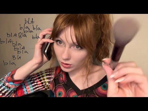 asmr  📱💄 talking on the phone while doing your makeup | lofi , inaudible whispers