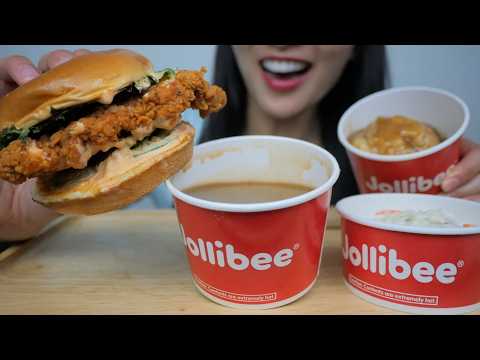 JOLLIBEE SPICY CHICKEN BURGER (ASMR EATING SOUNDS) NO TALKING | SAS-ASMR