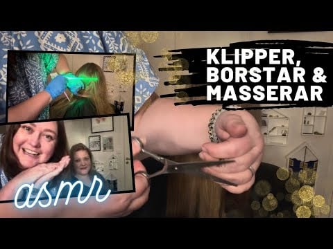 ASMR: Klipper & borstar min systers hår + masserar hårbotten 💜