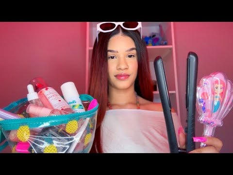 Asmr te arreglo para la playa (skincare, maquillaje, peinado)