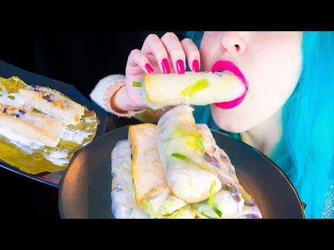 ASMR: Vietnamese Summer Rolls & Steamed Sticky Rice 70K ~ Relaxing Eating Sounds [No Talking|V] 😻