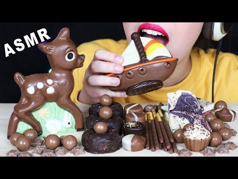 ASMR EDIBLE SAILBOAT, POCKY, MALTESERS & CHOCOLATE FAWN (EATING SOUNDS) No Talking MUKBANG 먹방