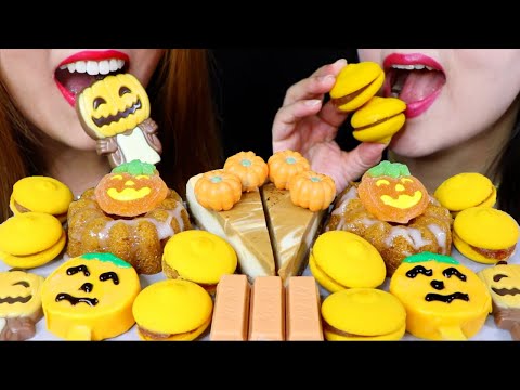 ASMR PUMPKIN CHOCOLATES, CHEESECAKE, ICE CREAM, KITKAT, COOKIES, CAKE 리얼사운드 먹방 | Kim&Liz ASMR