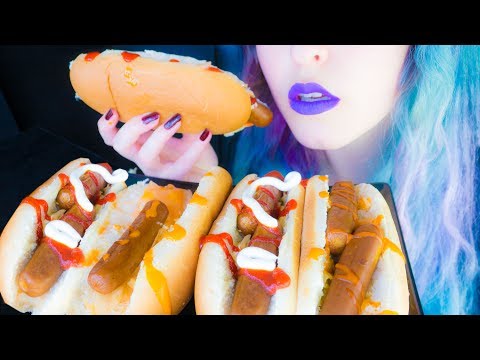 ASMR: Korean Kimchi Hot Dogs with Spicy Sriracha ~ Relaxing Eating Sounds [No Talking | Vegan] 😻