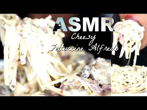 🌱ASMR Very Cheesy and Creamy FETTUCCINE ALFREDO | Big bites | Eating Sounds |Mukbang |VEGAN| 국수를 먹는