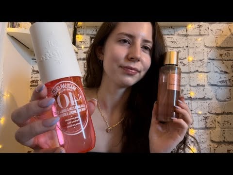 ASMR body spray collection 🌺 (plastic tapping, rambles)