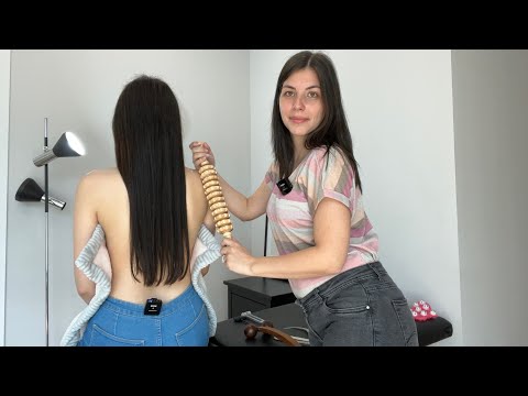 ASMR Back Examination, Skin Check ASMR Back Measuring & Cupping | Chiropractic Adjustment Massage