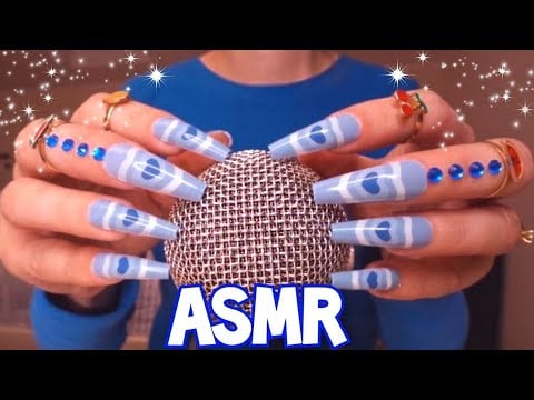 ASMR BRAIN Massage 🌟 Mic Scratching with Long Nails, Blue Part of Yeti Mic Scratching, Pipe Cleaners