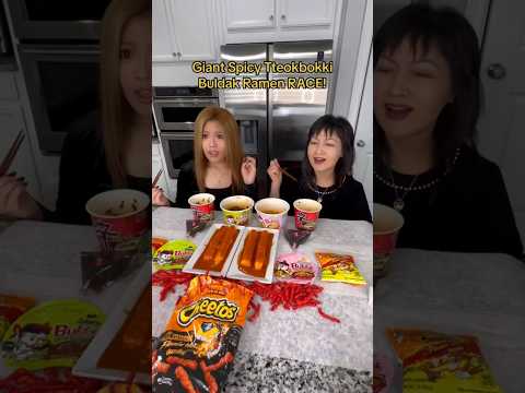 GIANT TTEOKBOKKI SPICY RAMEN RACE! #shorts #viral #mukbang