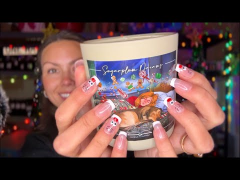asmr/ explaining ALL of my CHRISTMAS CANDLES🎄🎅🏼 (tapping, whispers, my small business)