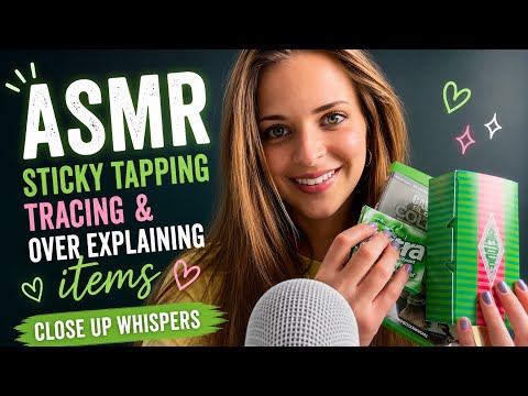 ASMR Sticky Tapping & Over Explaining Items ✨ Close Up Whispers