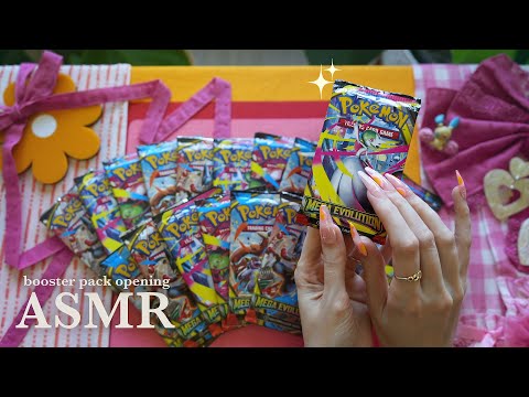 ASMR Opening Pokémon Cards Gently for Sleep Mega Evolution (soft spoken + tapping)