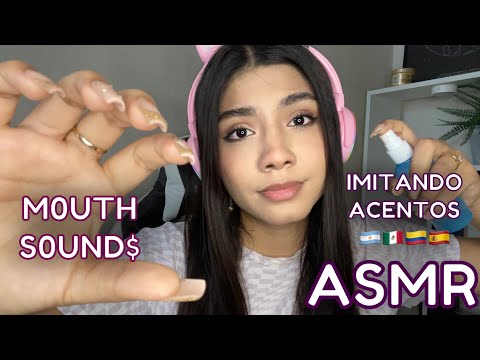 ASMR ESPAÑOL /  IMITANDO ACENTOS + VOZ NORMAL con SONIDOS relajantes+ VISUALES y INAUDIBLE