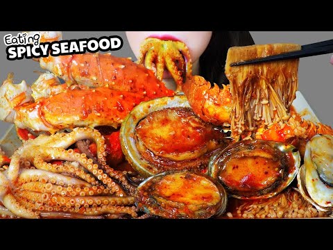 ASMR COOKING EATING SEAFOODXSATAY SAUCE (KINGCRAB ,LOBSTER ,OYSTER,OCTOPUS,ABALONE, ENOKI MUSHROOM)