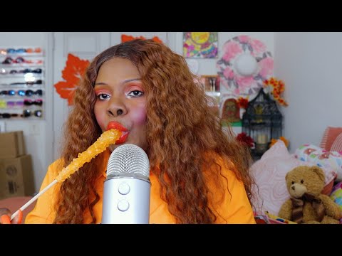 Orange Rock Candies ASMR EATING SOUNDS