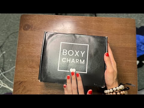 ASMR Unboxing Boxy Charm (makeup box/beauty subscription box!) [tapping, crinkle sounds] Whisper