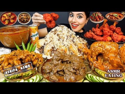 ASMR Eating Spicy Mutton Masala,Sofiyani Chicken Biryani,Josh Curry  Big Bites ASMR Eating Mukbang