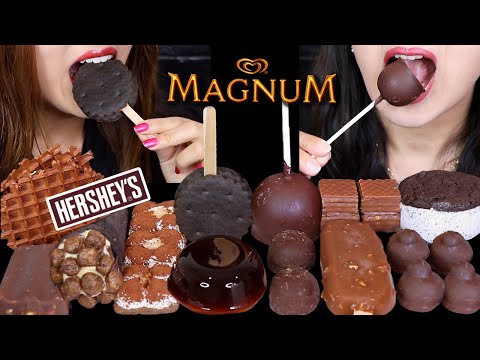 ASMR MAGNUM ICE CREAM BAR, CHOCOLATE MOUSSE POP, WARABI MOCHI, CARAMEL CRUNCH OREO ICE CREAM CONE 먹방