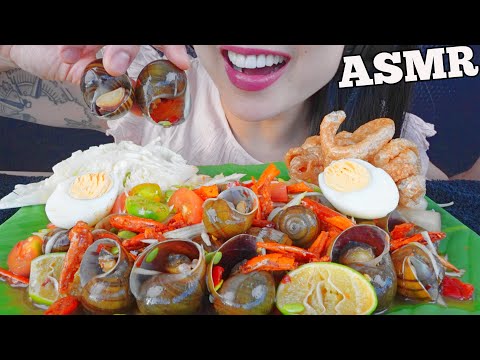 ASMR ตำหอย PAPAYA SALAD WITH ESCARGOT *SNAILS (EATING SOUNDS) NO TALKING | SAS-ASMR