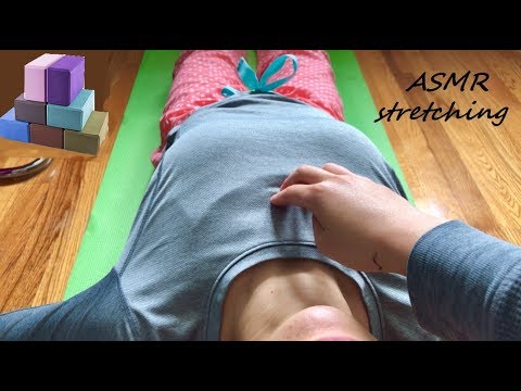 ASMR Whispered Back + Hip Stretching w. YOGA BLOCKS! Amazing for PERIOD BACK PAIN!! 👍