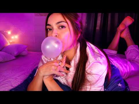 ASMR Bubble Gum In The Pose 🫧 Wearing My Pajamas | Chewing |  Bubble Pops & Mouth sounds 🫦