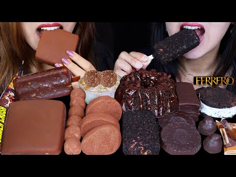 ASMR MILK VS DARK CHOCOLATE (KLONDIKE ICE CREAM BAR, DARK CHOCOLATE CAKE, OREO BAR, MARSHMALLOW) 먹방