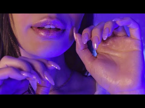 ASMR face touching ,1 H of Inaudible Whispering (Tk Tk Tk)